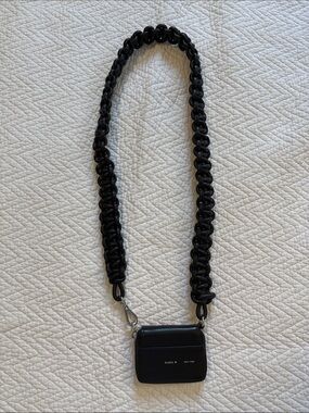Kara Black Leather Cross Body Card Holder